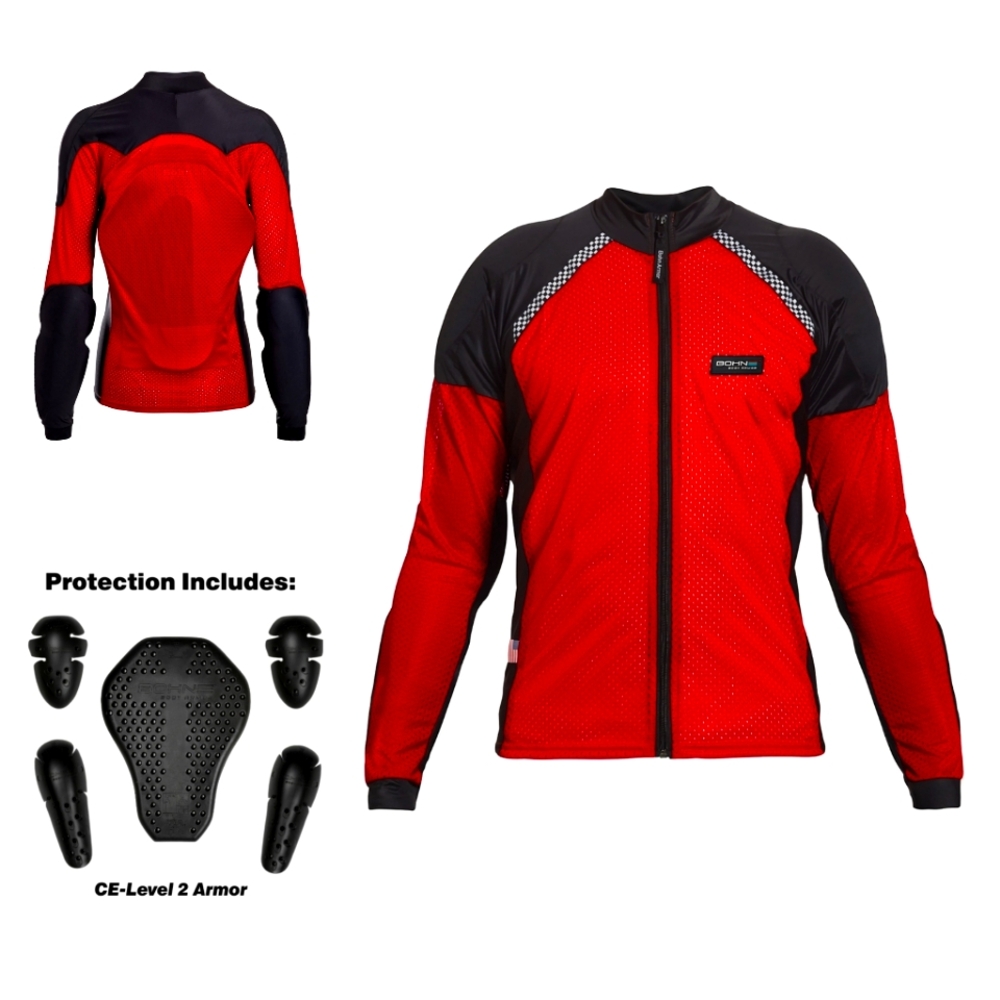 BOHN Body Armor Airtex Mesh Motorcycle Protection RED M- FREE SHIPPING